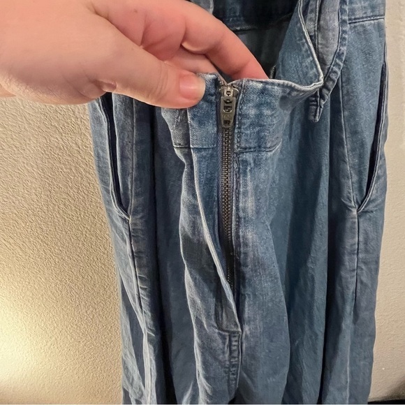 Madewell Denim Apron Bow-Back Jumpsuit natural fiber cotton size 6 - Picture 7 of 14